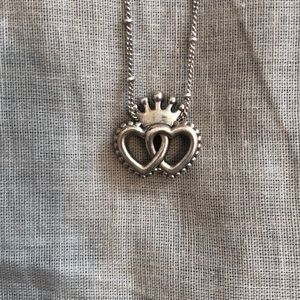 Pandora double heart silver necklace
